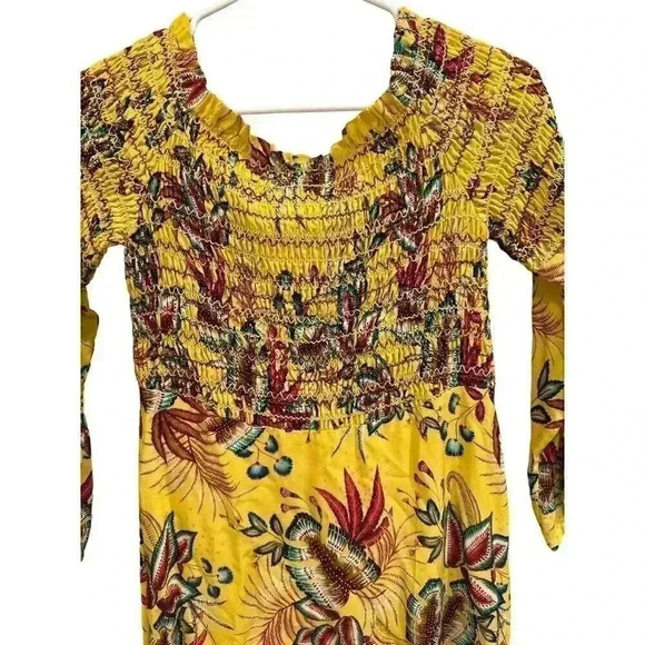 - - Anthropologie Farm Rio Dress, Yellow With Tropical Print. Size Small, … - Picture 2 of 8